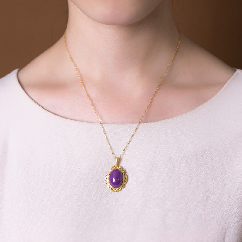 COLLIER CABOCHON VIOLET