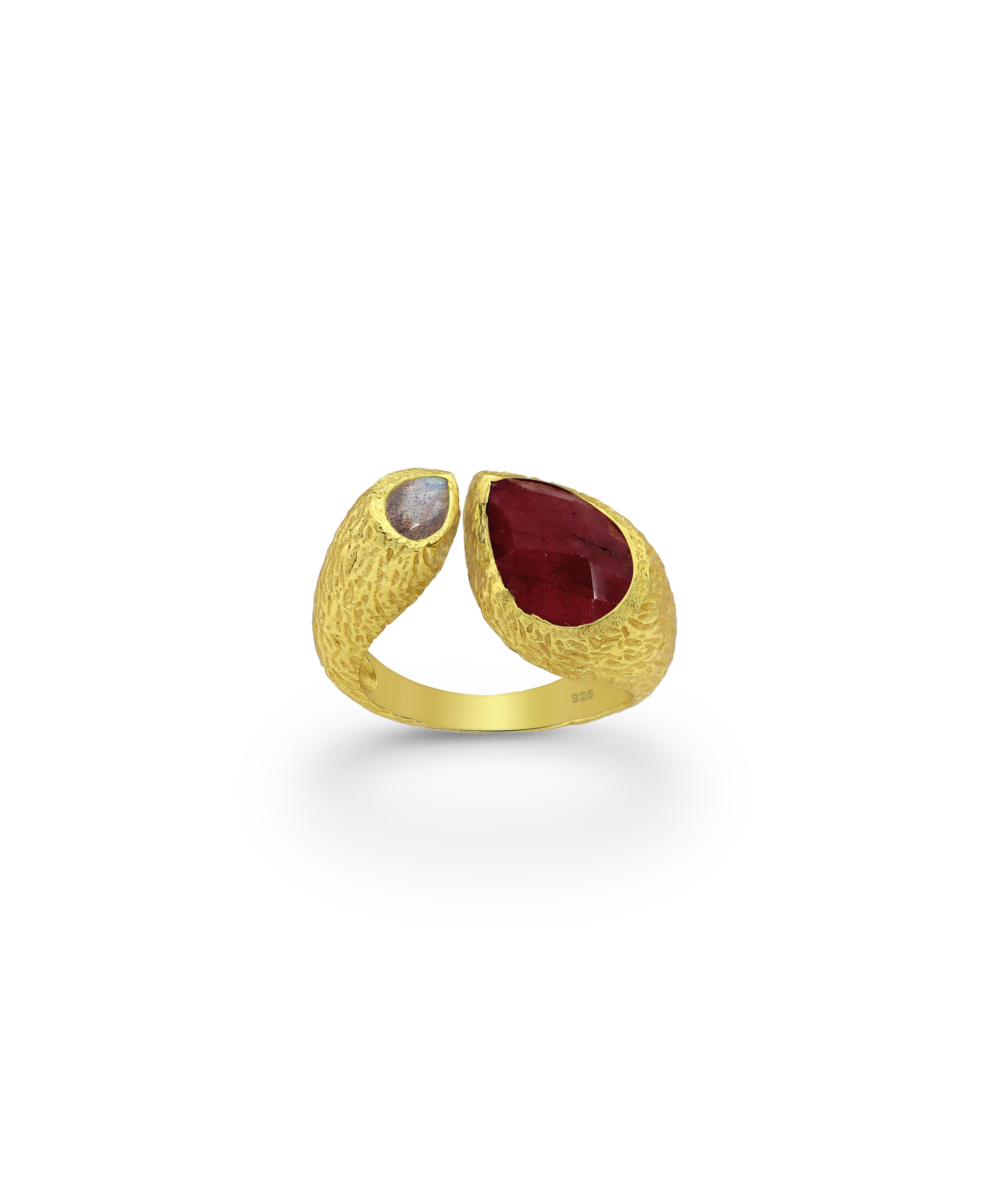 BAGUE MAGDELENA RUBIS ET QUARTZ