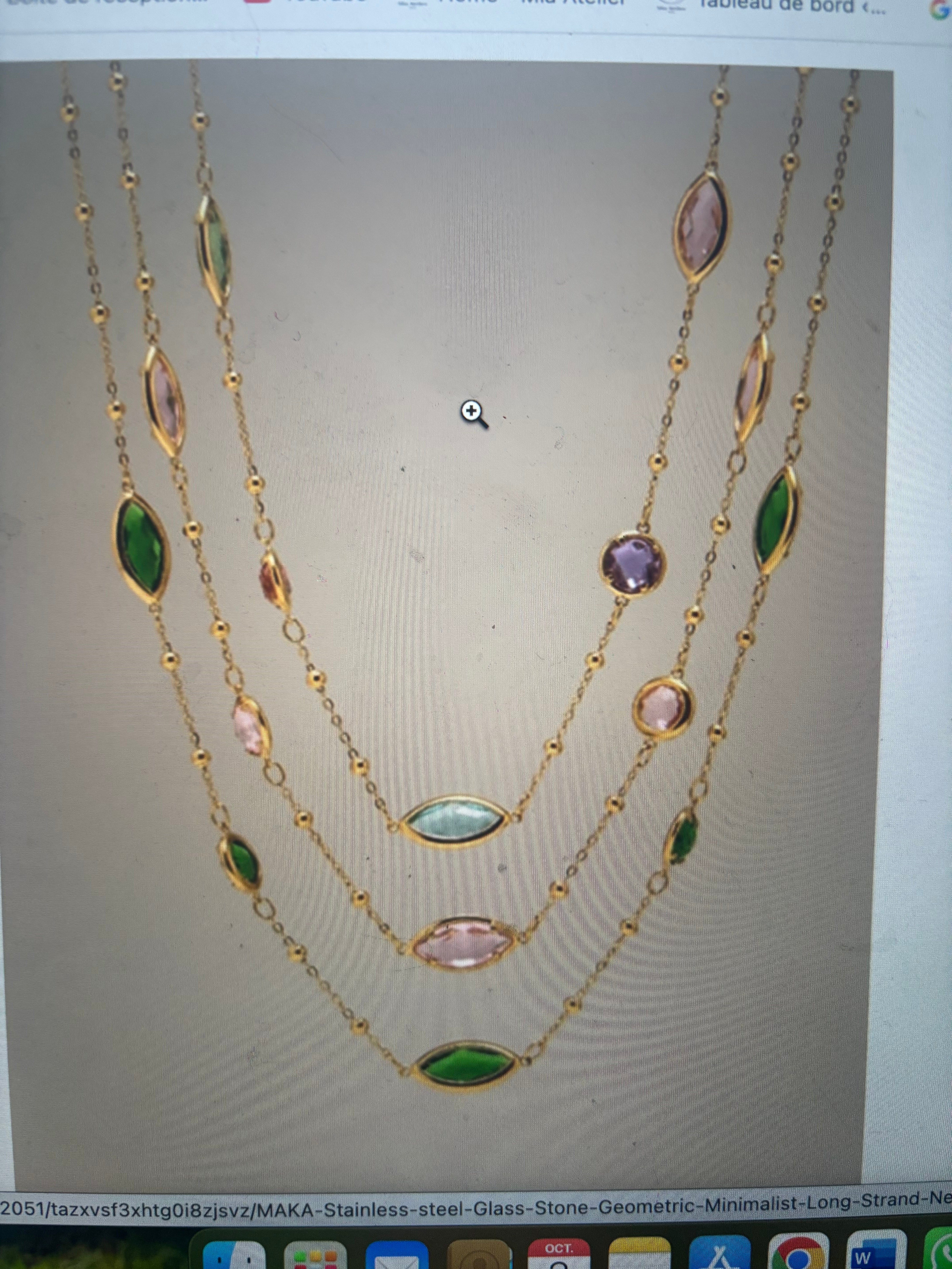 COLLIER SAUTOIR COULEUR ACIER