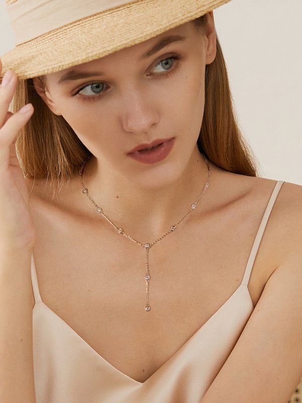 MOISSANITE LARIAT NECKLACE