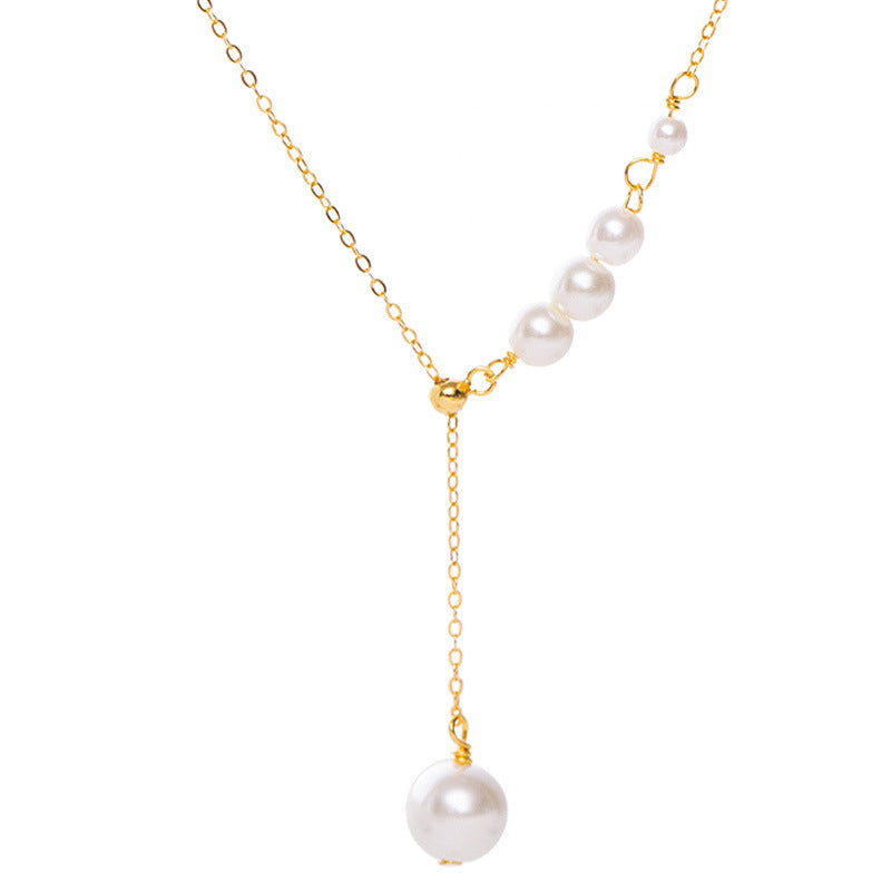 COLLIER LARIAT PEARLY GOLD