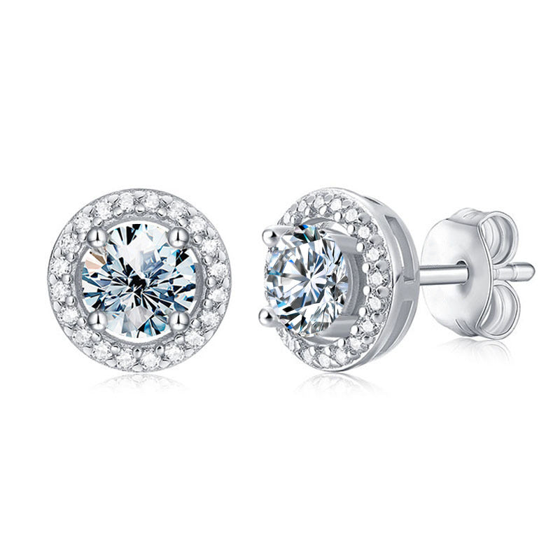 BOUCLES D'OREILLES MOISSANITE STUD JANE ROND ET ARRONDI