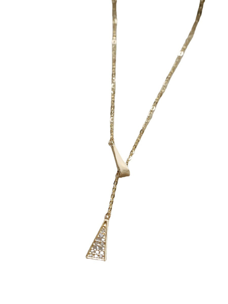 Sterling silver triangle necklace with AAA+ zirconium stones.