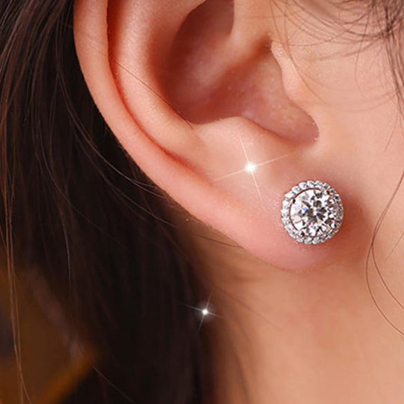 BOUCLES D'OREILLES MOISSANITE STUD JANE ROND ET ARRONDI