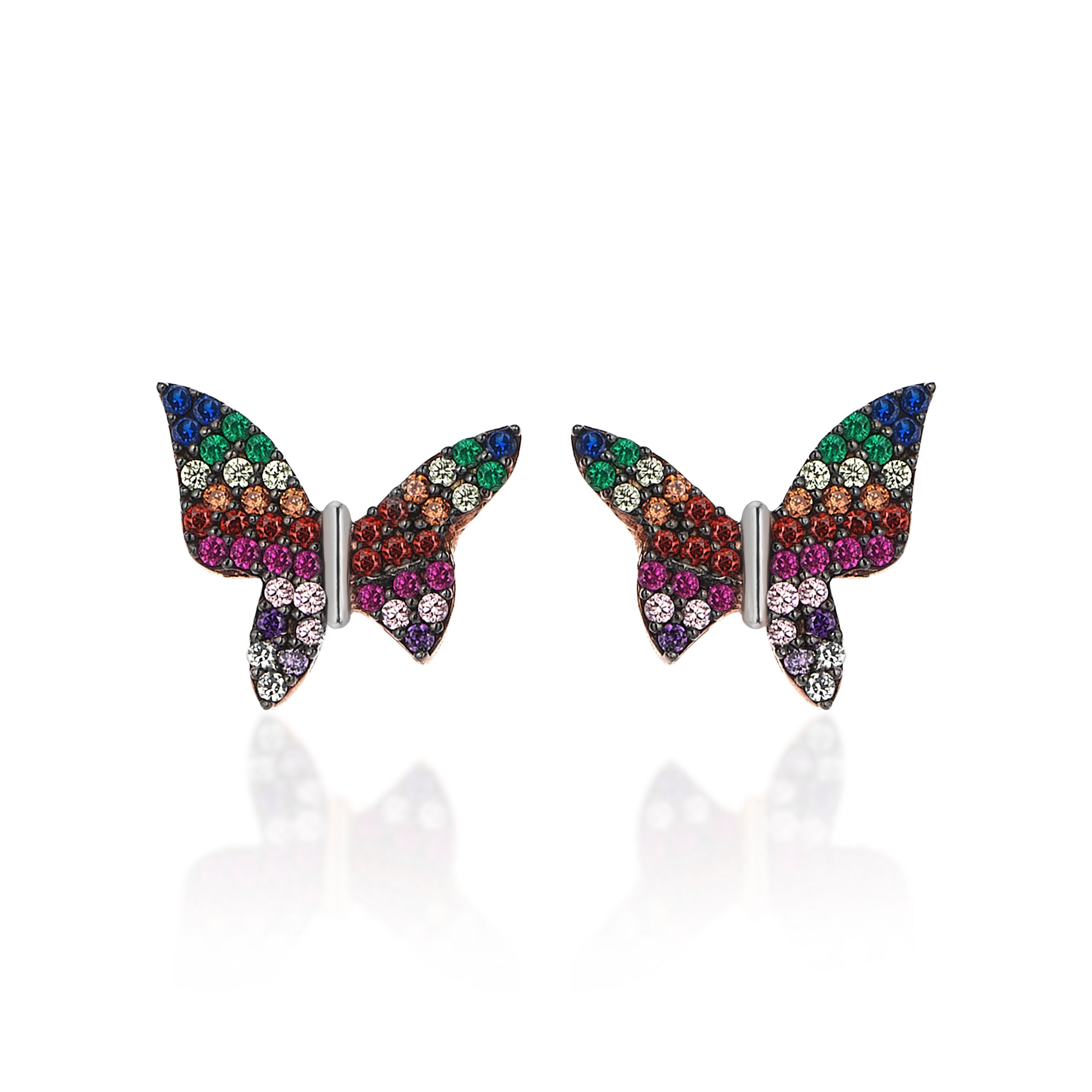 BOUCLES D'OREILLES  STUD PAPILLON RAINBOW