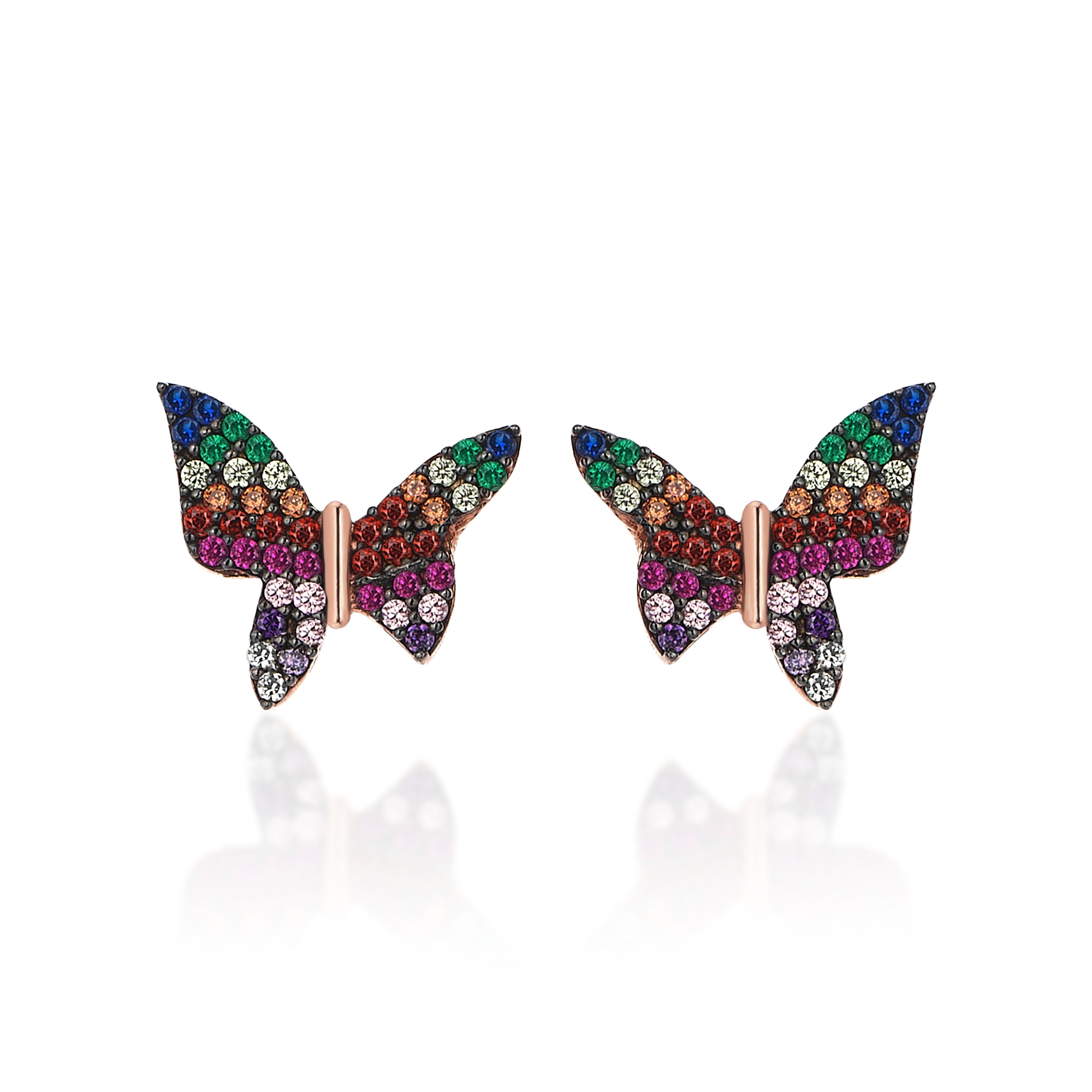 BOUCLES D'OREILLES  STUD PAPILLON RAINBOW