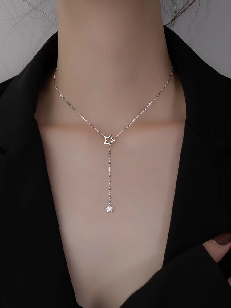 DOUBLE STAR LARIAT NECKLACE
