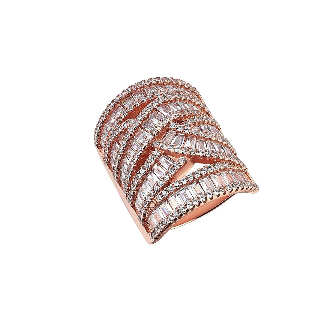 Bague CHICAGO in sterling silver with 14k rose gold plating and AAA+ zirconium stones.