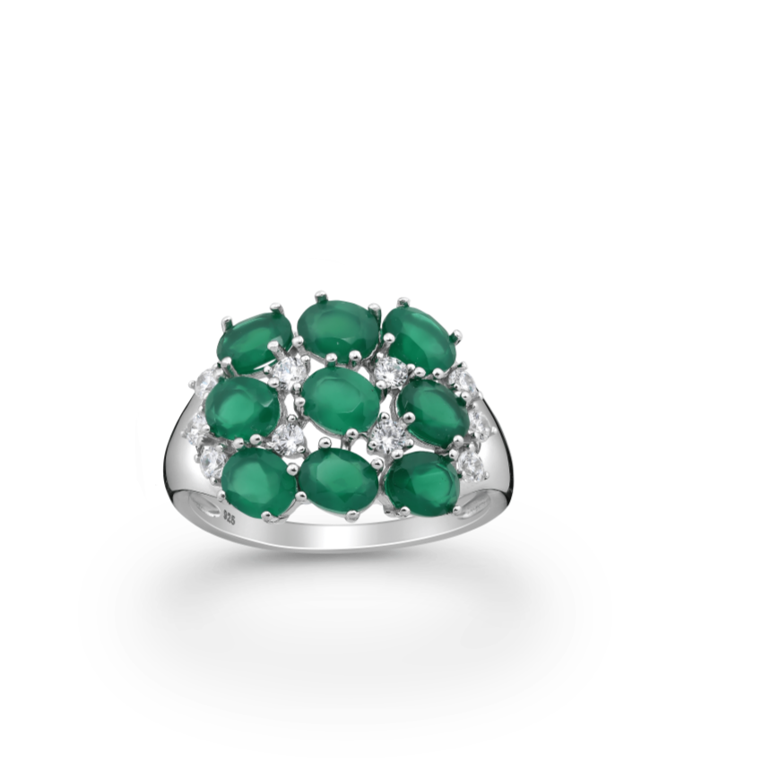 BAGUE ÉCUME AGATE VERTE