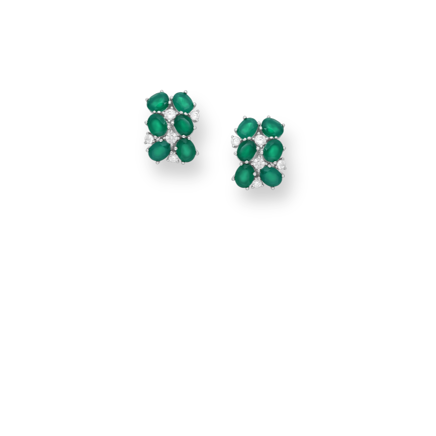 BOUCLES D'OREILLES ÉCUME AGATE VERTE