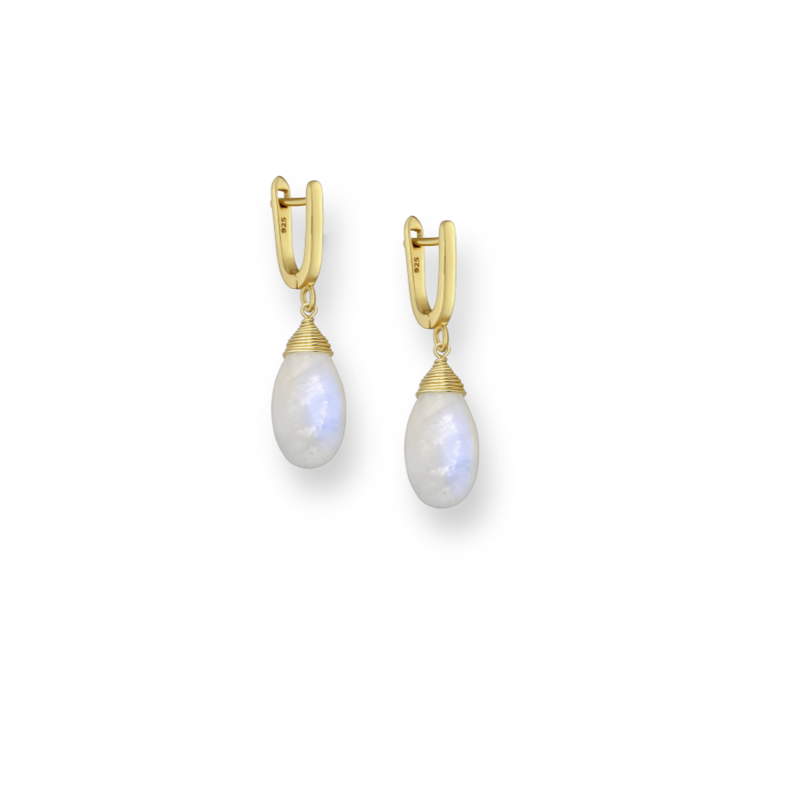 BOUCLES D'OREILLES DROPS PIERRE DE LUNE