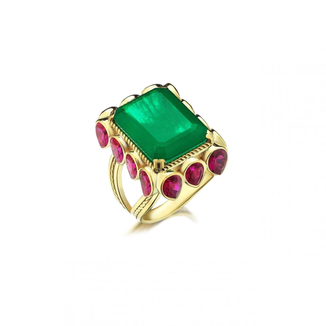 BAGUE ÉDITH VERT/ROUGE