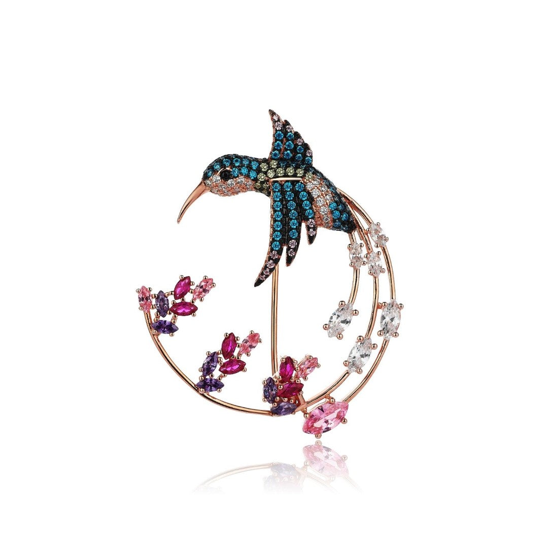 BROCHE COLIBRI ROSE