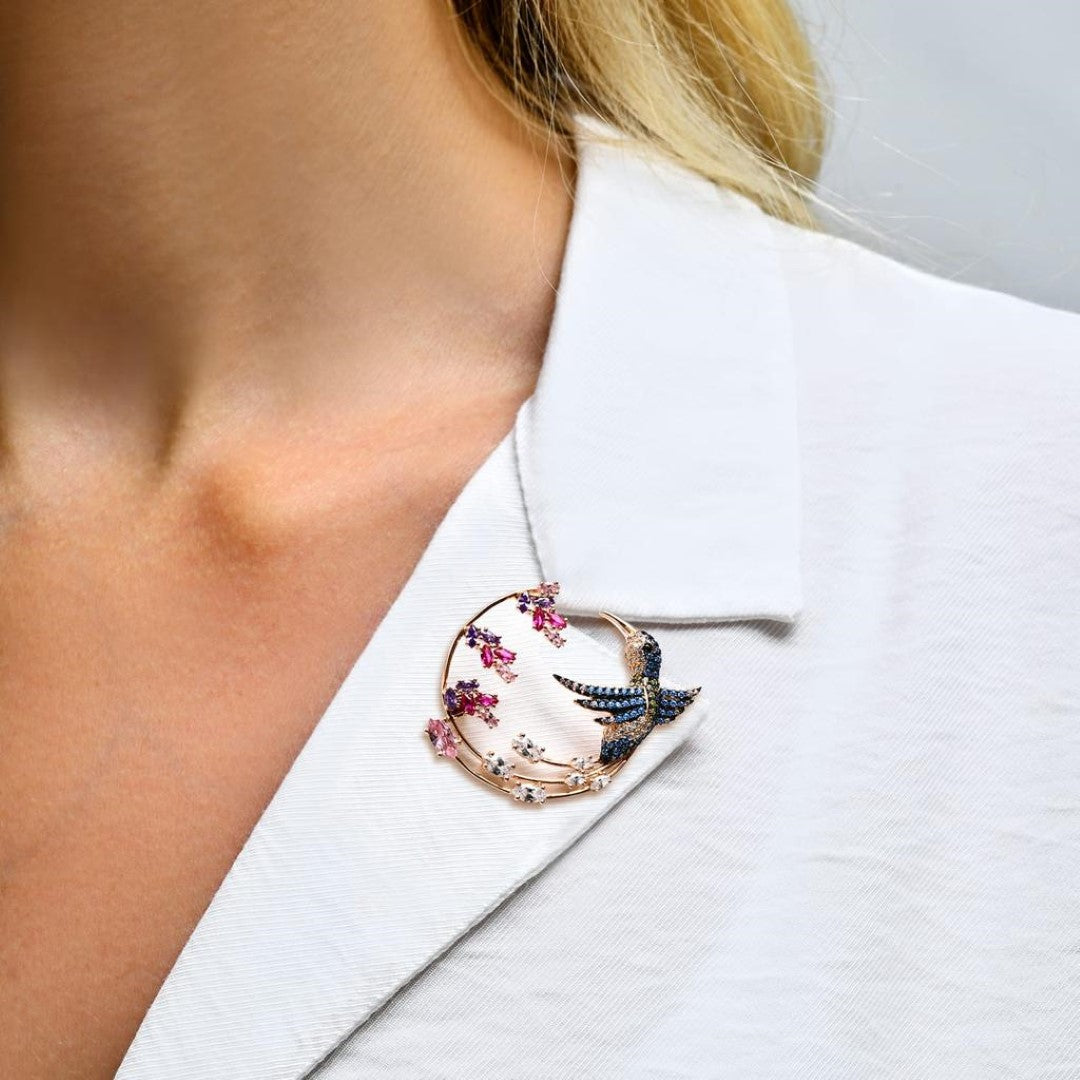 PINK Hummingbird BROOCH