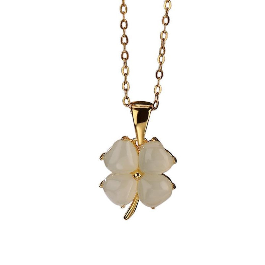 COLLIER TRÈFLE FABALE JADE