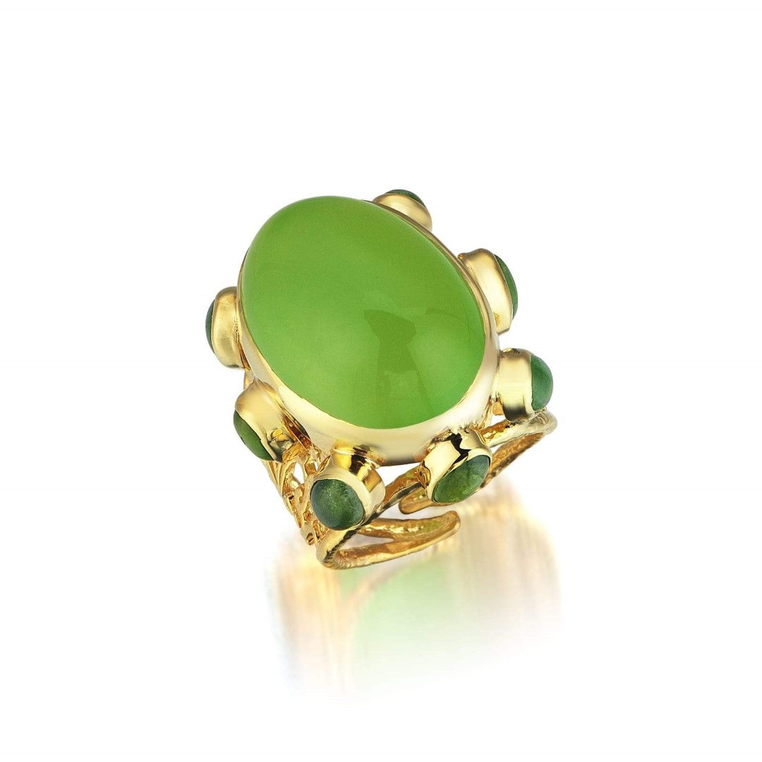 BAGUE ALEXANDRIE CALCÉDOINE VERTE