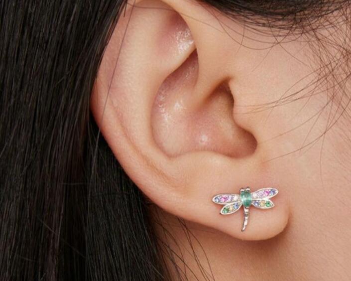 BOUCLES D'OREILLES STUD LIBELLULE MULTICOLORE