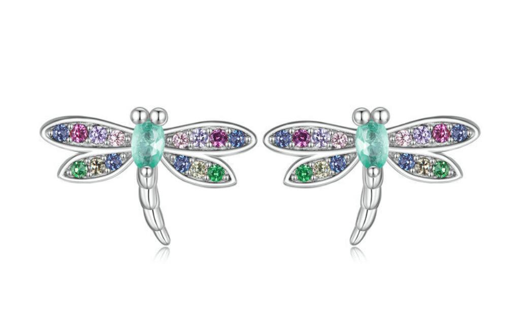 BOUCLES D'OREILLES STUD LIBELLULE MULTICOLORE