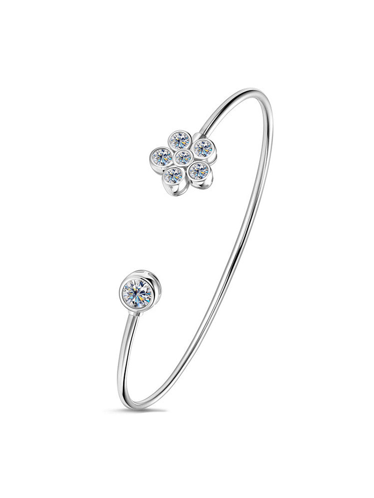 BRACELET JONC  MOISSANITE FLEUR