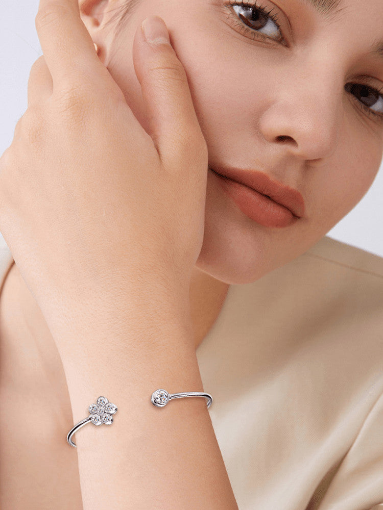 BRACELET JONC  MOISSANITE FLEUR