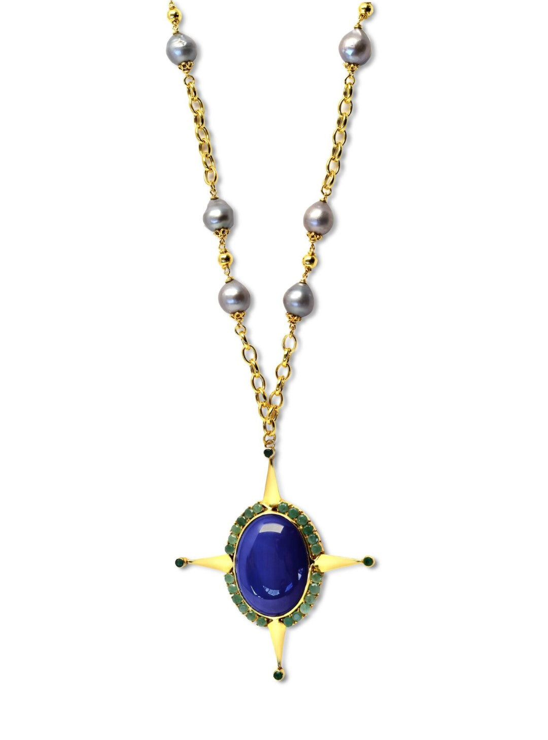 COLLIER HERACLIDE  AGATE BLEUE